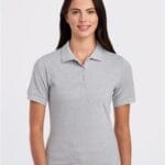 JERZEES Women's 100% Ring-Spun Cotton Piqué Polo, 3 Button Short Sleeve Tops, Collared Polo Shirt