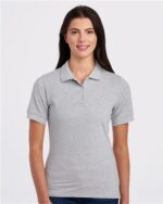 JERZEES Women's 100% Ring-Spun Cotton Piqué Polo, 3 Button Short Sleeve Tops, Collared Polo Shirt