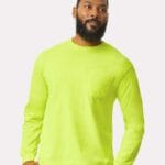 Gildan High Visibility Ultra Cotton Long Sleeve Pocket T-Shirt – Durable Safety Workwear