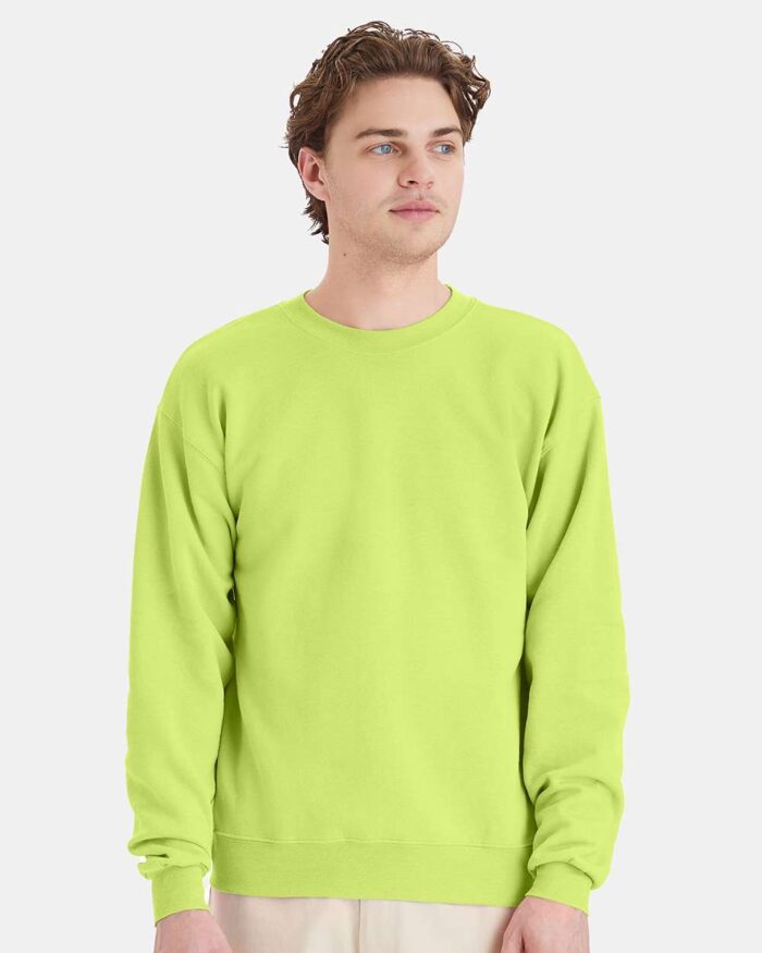 Hanes High Visibility Ecosmart Crewneck Sweatshirt - P160, Safety Workwear. - Image 6