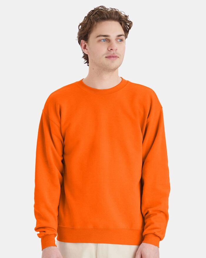 Hanes High Visibility Ecosmart Crewneck Sweatshirt - P160, Safety Workwear. - Image 1