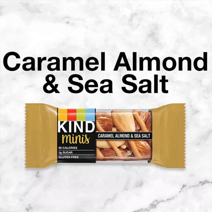 KIND Minis Caramel Almond & Sea Salt Flavored Mini Snack, 0.7 Oz Per Bar, 12 Pack - Image 1